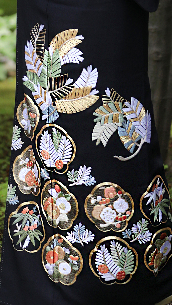 手刺繍　松竹梅吉祥文様